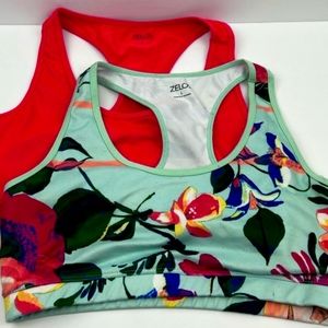 Zelos mint floral sports bra